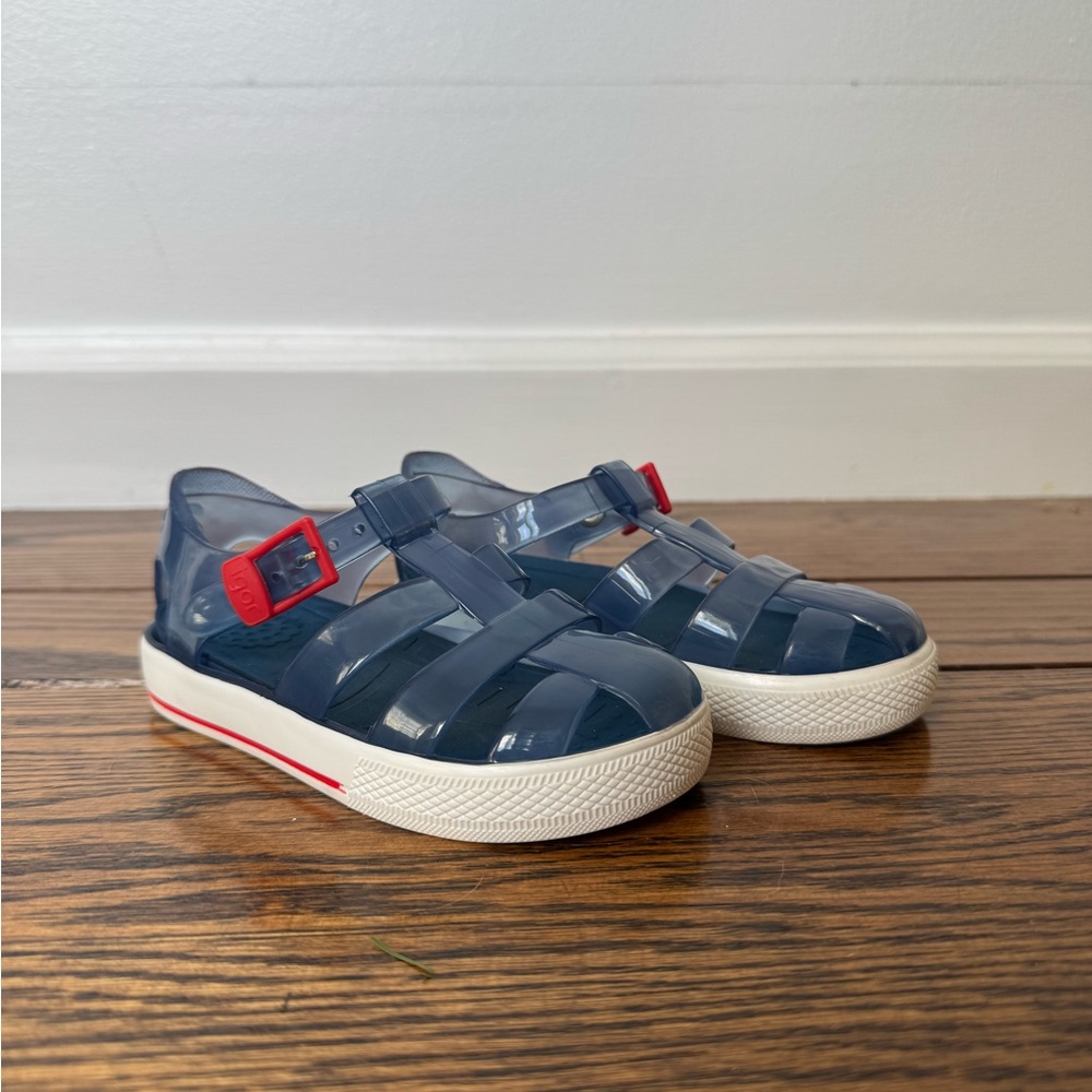 Igor Kids Blue Tenis Jelly Sandals with Red Accents